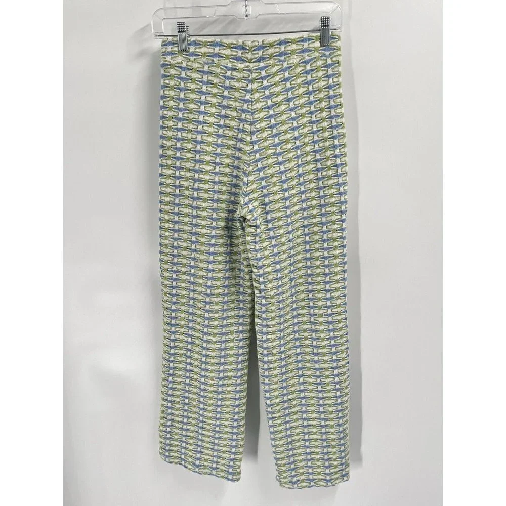 Zara Green Blue Knit Pull On Trouser Pants Sz Small - Picture 6 of 7